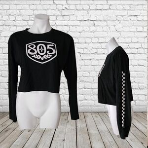 Black Cropped Long Sleeve Top with 805 Logo